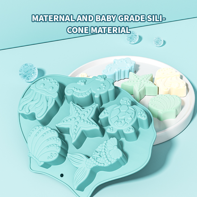 Donut Mold Silicone - Ozean-Fondant-Silikonform Muschel Meerjungfrauenschwanz Seepferdchen Seestern Schokoladenform